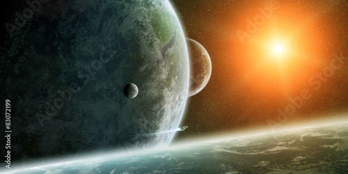 Fototapeta Naklejka Na Ścianę i Meble -  Sunrise over planet Earth in space