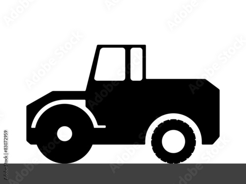 Silhouette steamroller on a white background.