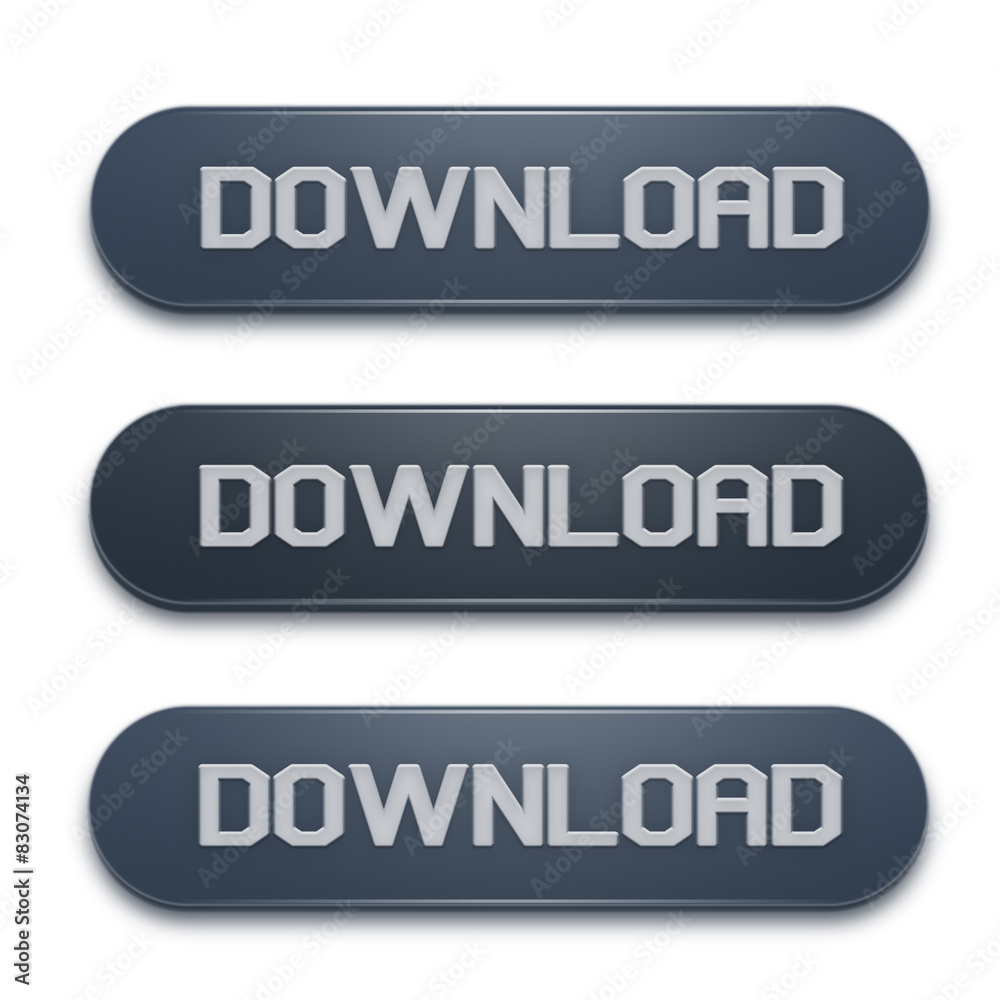 Three dark blue download buttons. Three dark blue download buttons.