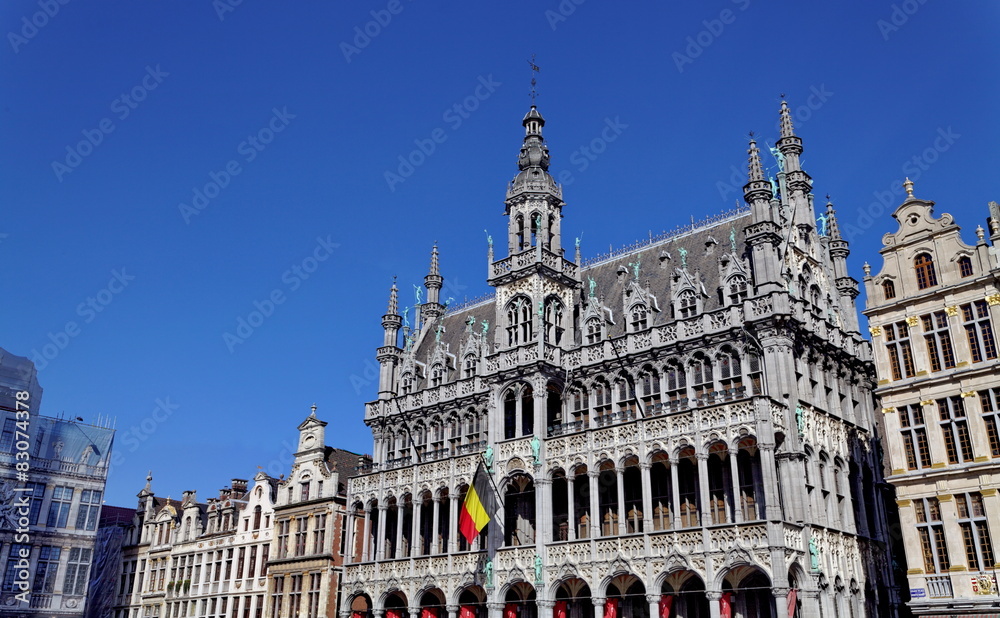 Grand Place, Bruxelles, façades en pierre blanche. Belgique