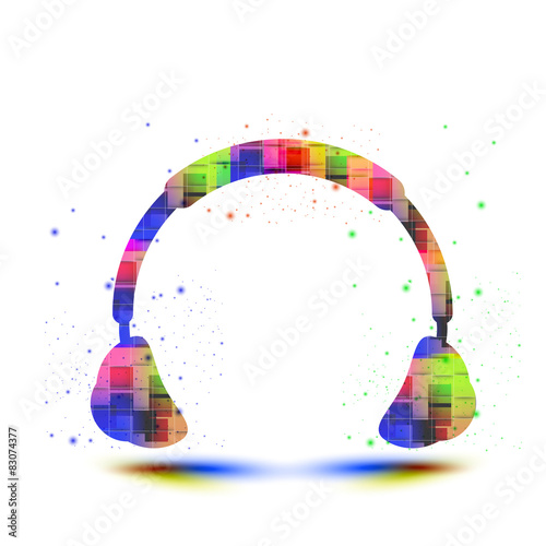 Headphones, grunge music easy editable