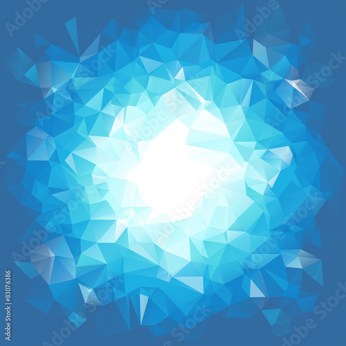Blue triangular explosion in a low poly style. EPS8 Vector
