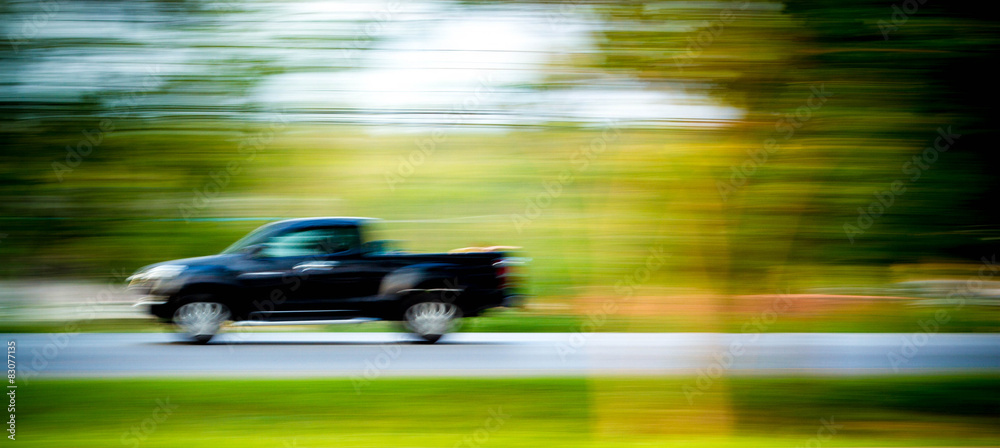 high speed car in mortion blur