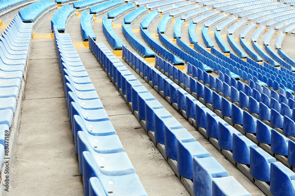 Obraz premium Empty blue seats in stadium
