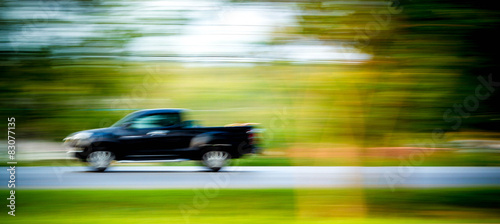 high speed car in mortion blur