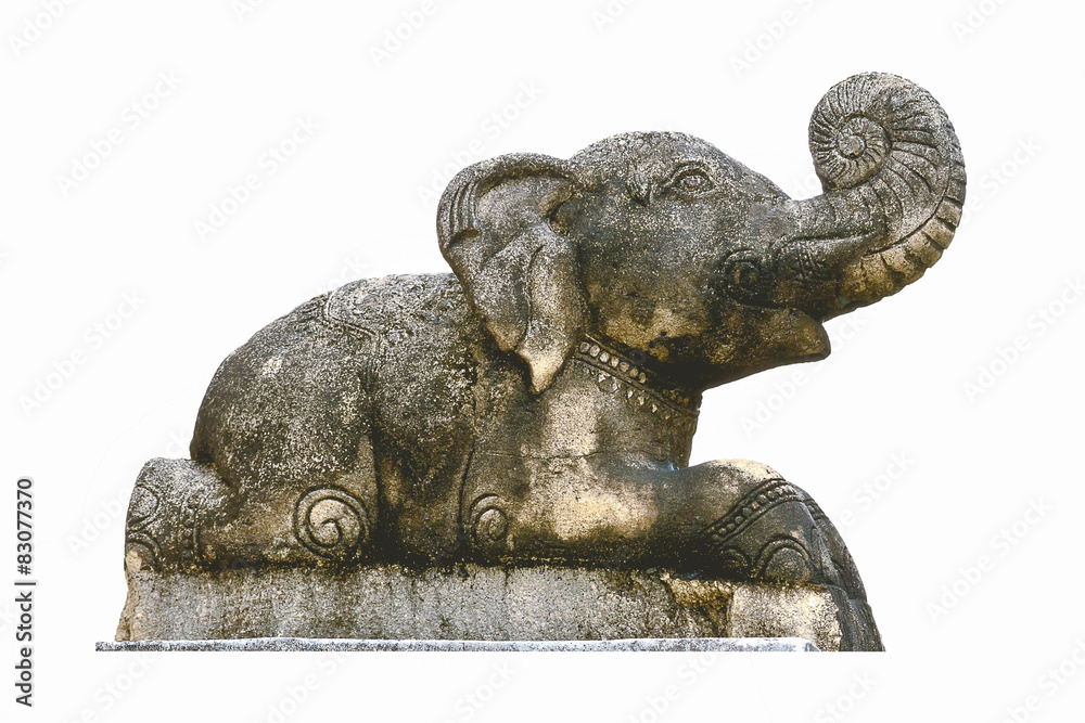 craved sandstone elephant isolate on white background  used for