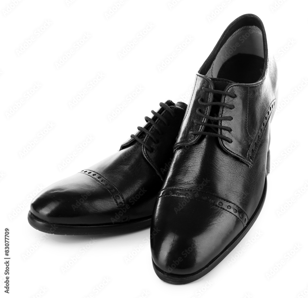 Black shiny man shoes isolated on white