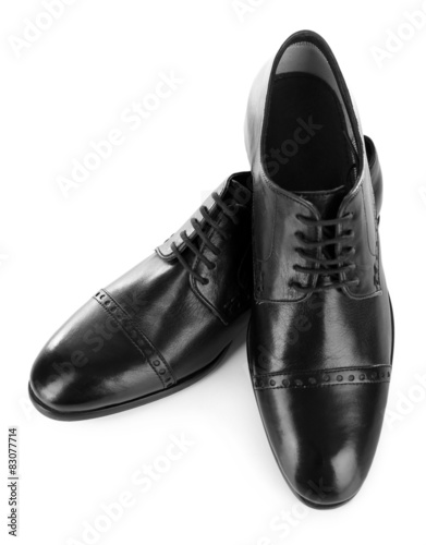 Black shiny man shoes isolated on white