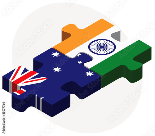 Australia and India Flags in puzzle