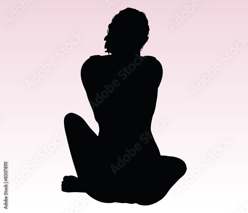 woman silhouette with hand gesture praying