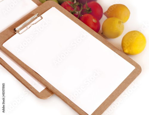 Restaurant menu template with tomatoes and lemons