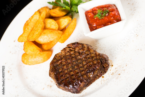 Meat steak with potatoes
