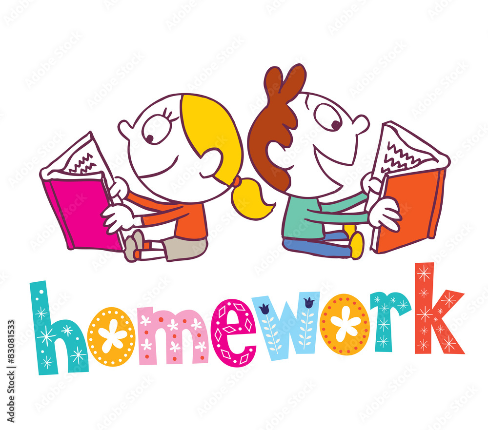 Fototapeta premium homework - kids reading books