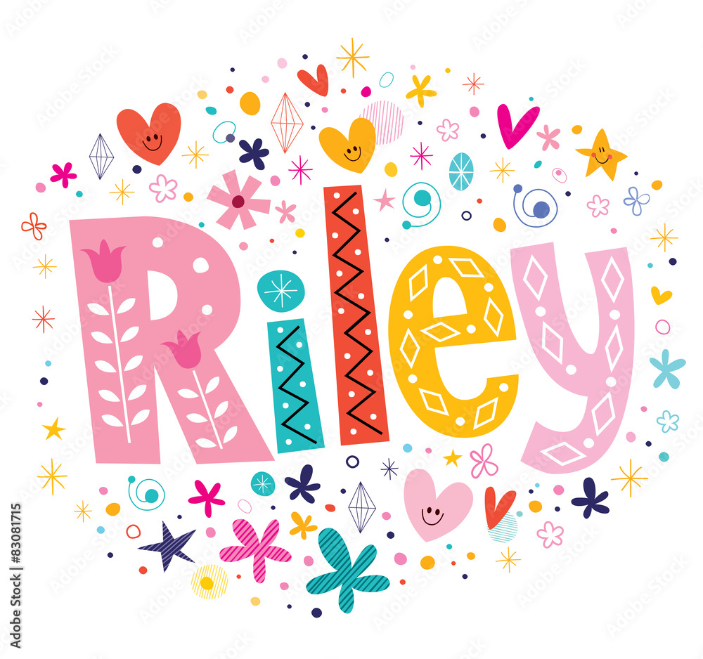 Riley girls name decorative lettering type design Stock Vector