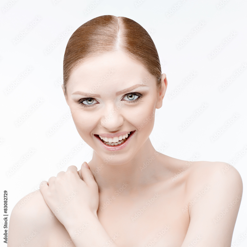 Obraz premium Beautiful Woman with Clean Fresh Skin 