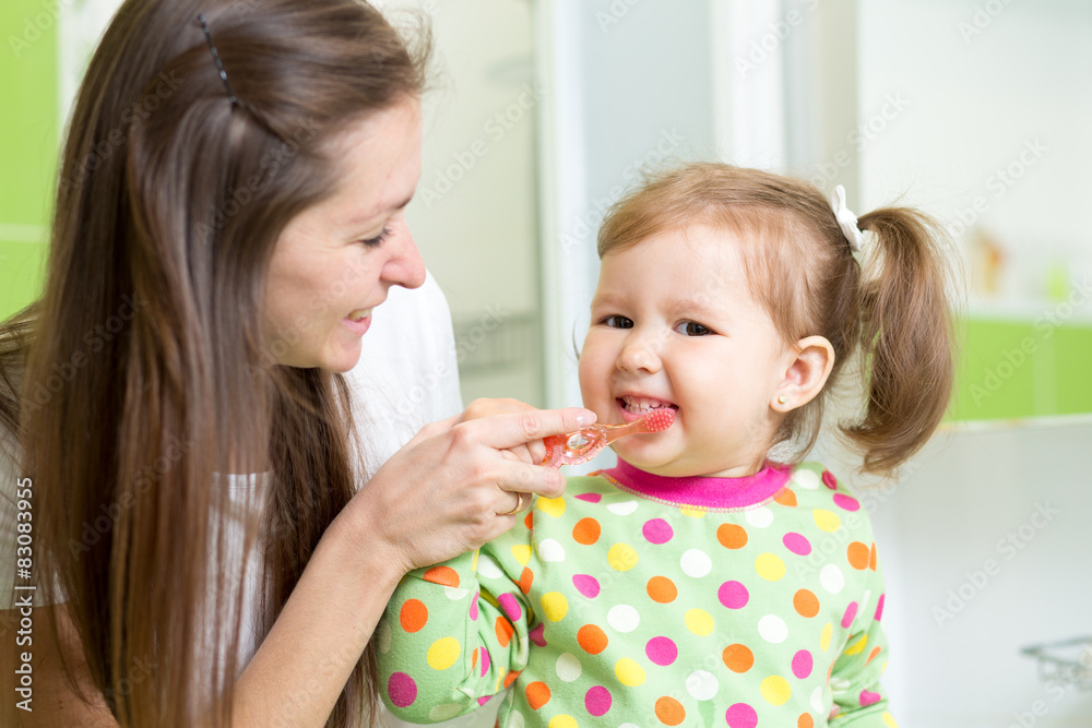 mother teaching child teeth brushing mother teaching child teeth brushing