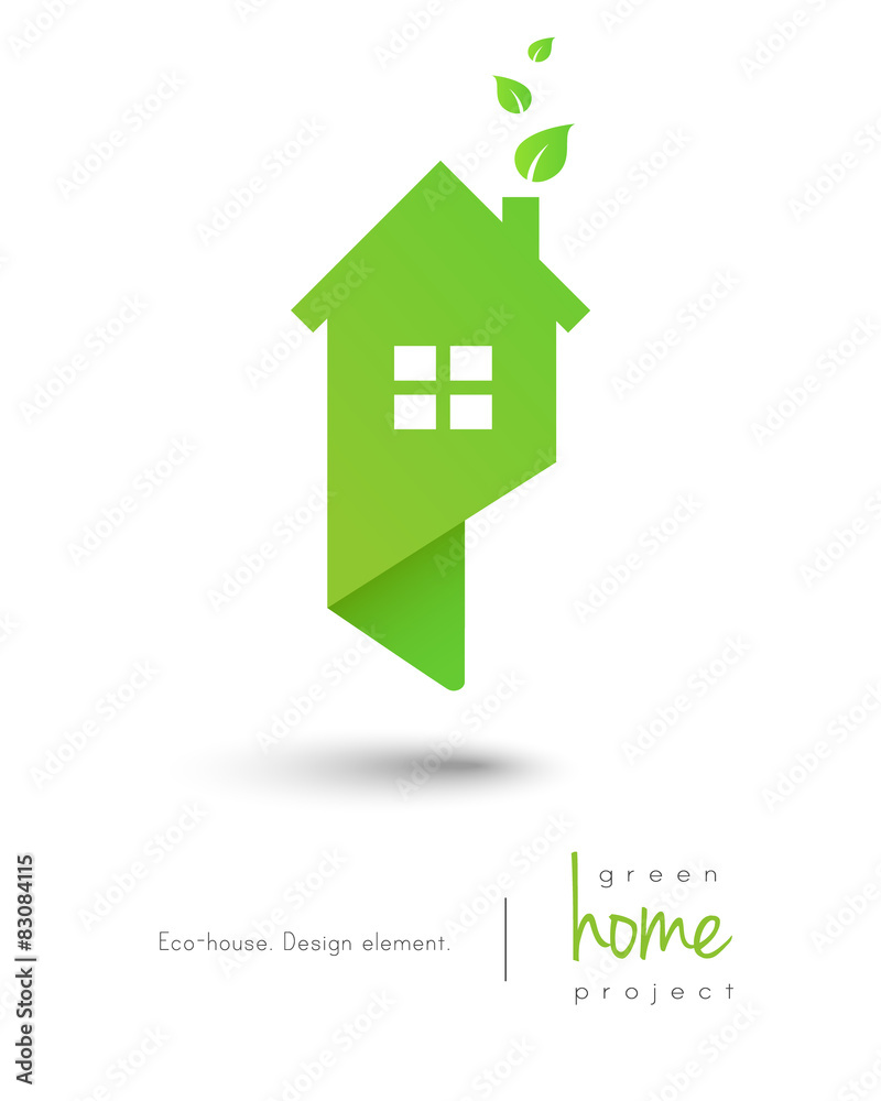 Eco-friendly green home logo as map pin design