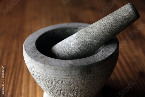 Mortar and Pestle on Table