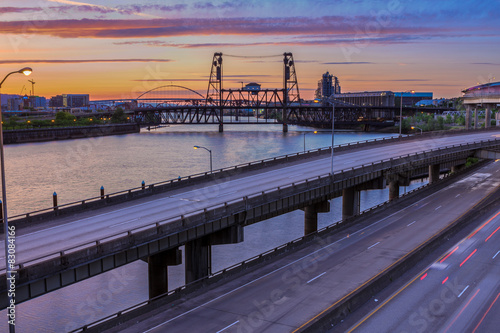 Sunset View over Interstate 5 in Portland Oregon