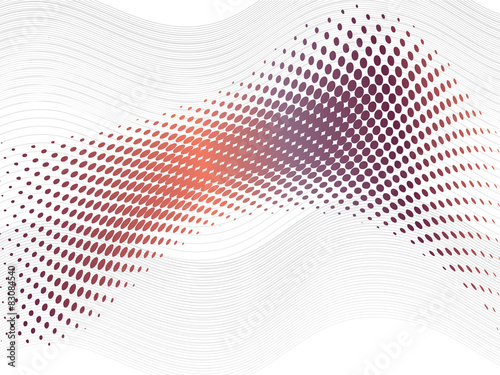 Purple orange halftone abstract wave with blend