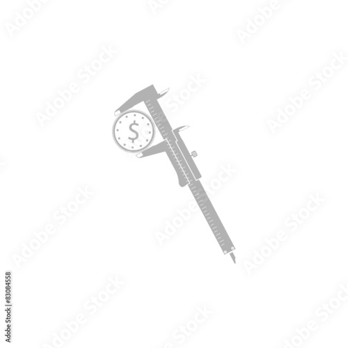 Simple icon calipers with coin.