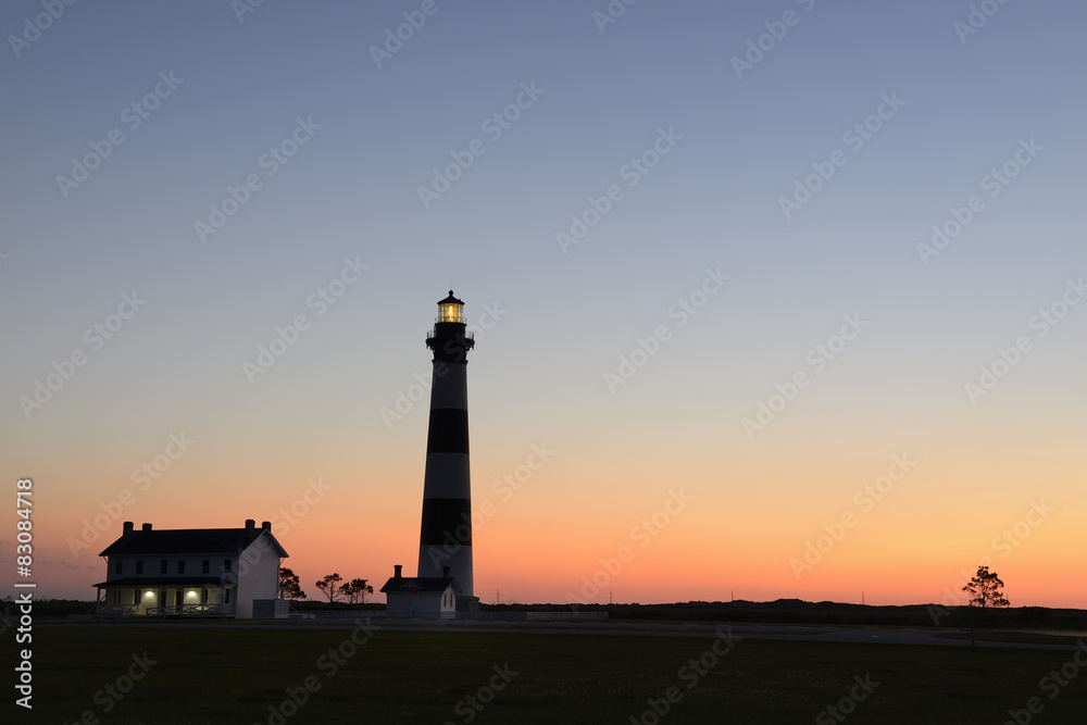 Silhouette of Bodie Lighthouse at Dawn