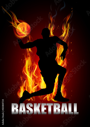 basketball player is jumping to shooting ball vector