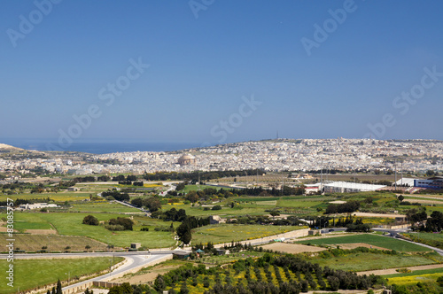 Vue de Mosta, Birkirkara et Naxxar depuis Mdina