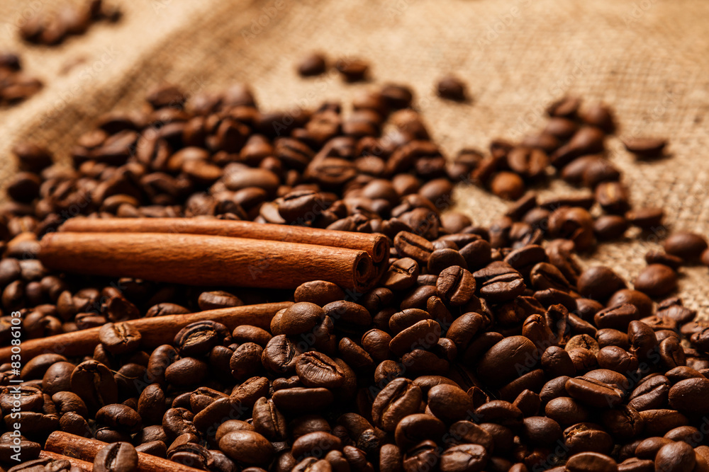 Cinnamon sticks and coffee beans Cinnamon sticks and coffee beans