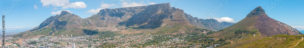 Panoramic view of Cape Town and Table Mountain
