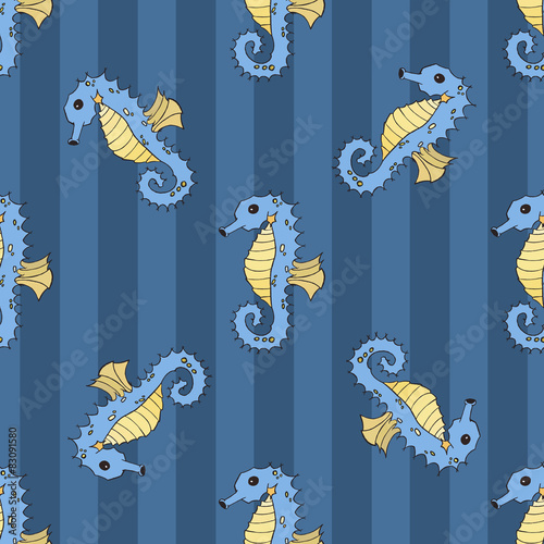 Seahorse seamless vector illustration