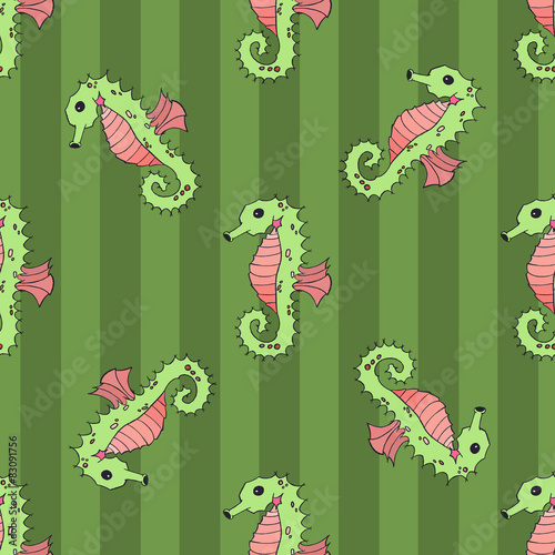 Seahorse seamless vector illustration