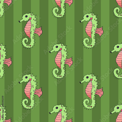Seahorse seamless vector illustration
