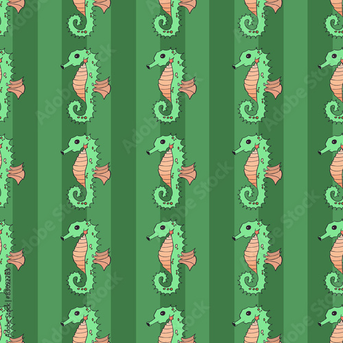 Seahorse seamless vector illustration