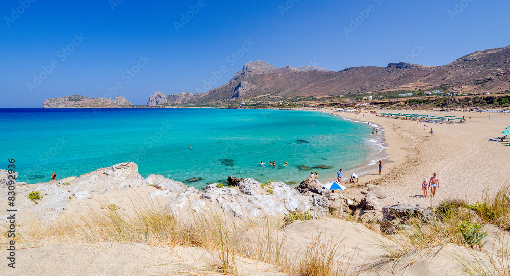 View on beautiful beach of Falasarna at Crete island