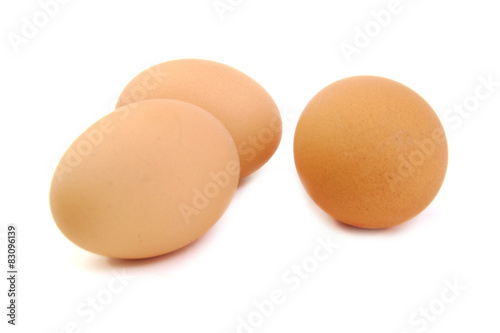 Three eggs isolated on a white background