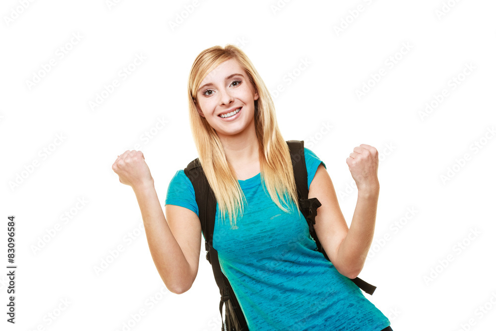 Fototapeta premium School girl celebrating success