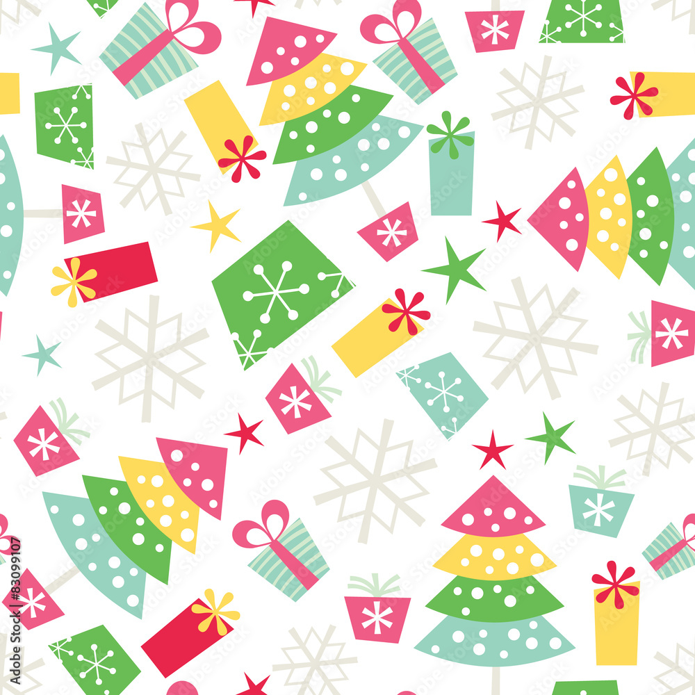 Retro Christmas Seamless Pattern Background