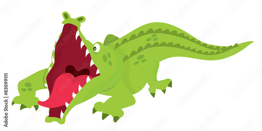 Naklejka premium Cartoon Crocodile Attack