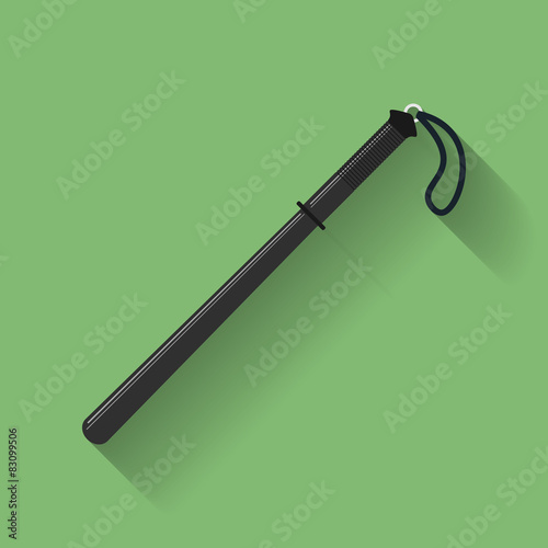 Icon of Police baton or police nightstick. Flat style
