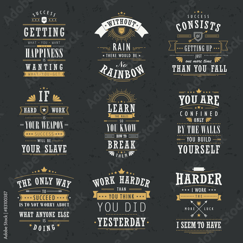 success motivational and inspirational quotes set