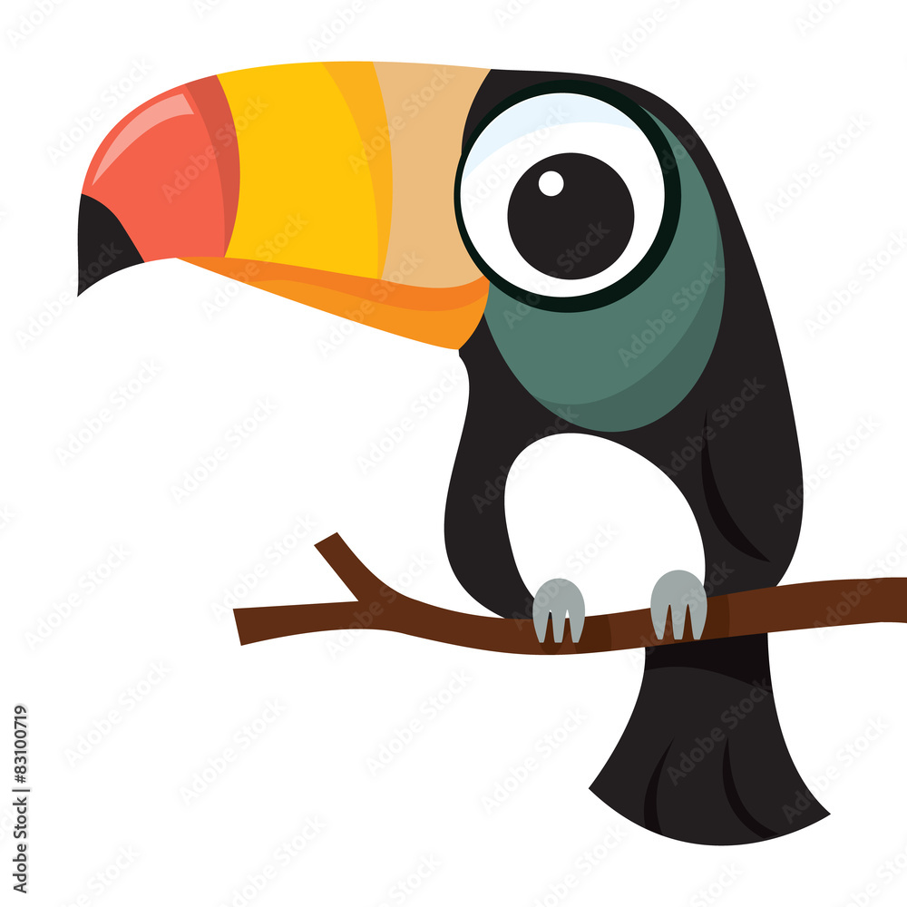 Fototapeta premium Little Cute Toucan Cartoon Character