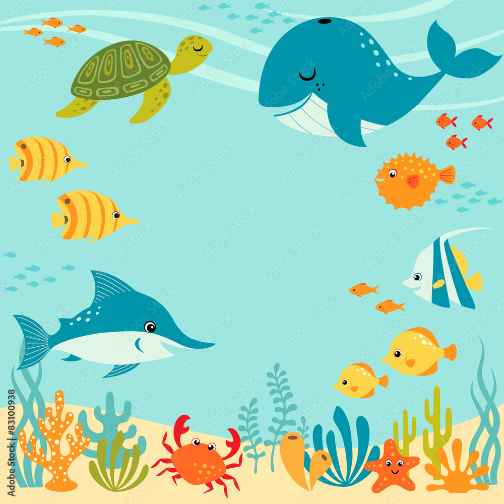 Fototapeta premium Cute underwater design