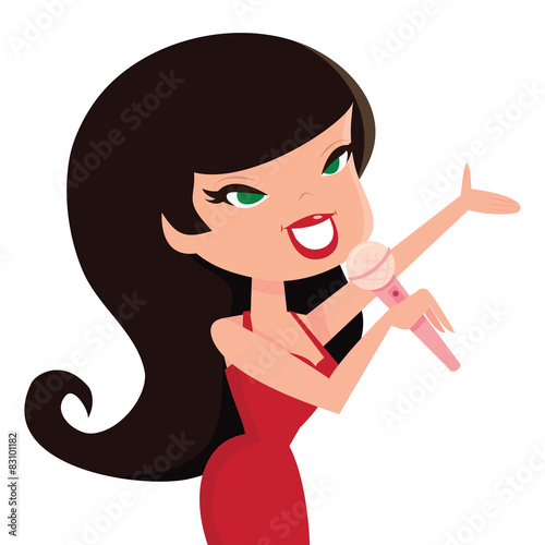 Cartoon Retro Singer Girl
