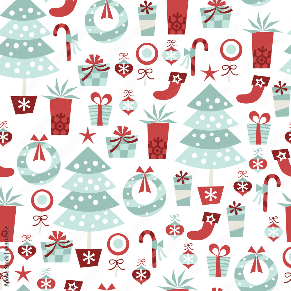 Alpine Retro Christmas Seamless Pattern Background