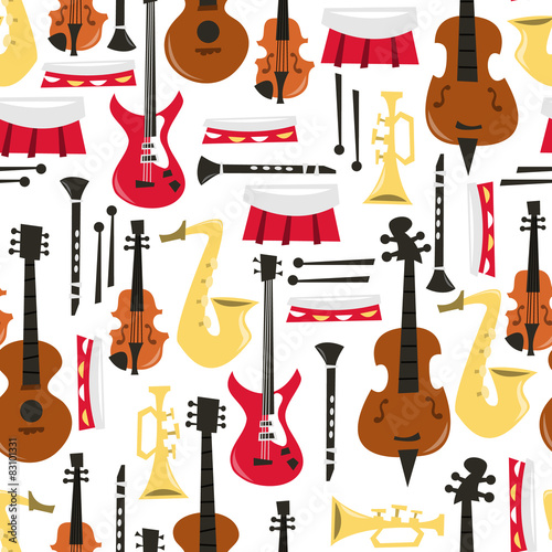Musical Instruments Seamless Pattern Background