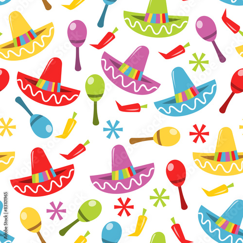 Mexican Fiesta Seamless Pattern Background