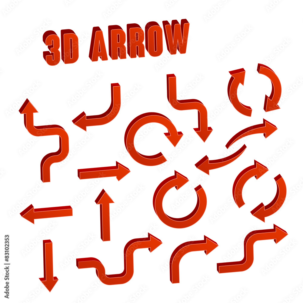 3d red arrows set collection 3d red arrows set collection