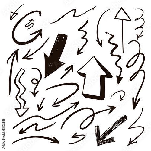 lovely black hand drawn arrows set collection