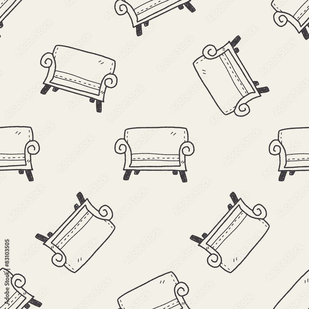 sofa doodle seamless pattern background Stock Vector | Adobe Stock